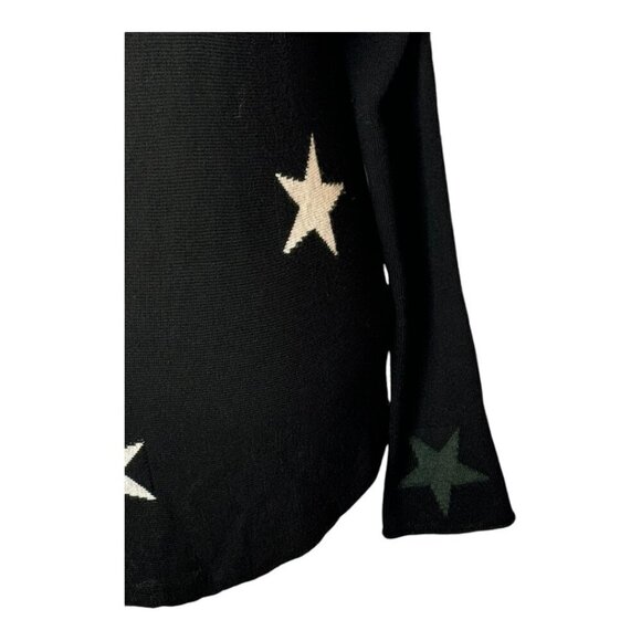 Rachel Zoe Sweater Women Small Black Rayon Cashmere Blend Start Print Pullover - Picture 6 of 9